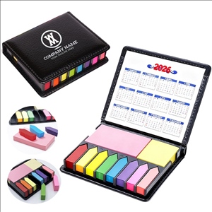 Deluxe PU Leather Self-Stick Pads Memo Note Organizer